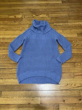 Context Lord Taylor Womens Cowl Neck Sweater Sz Medium Blue Chunky Knit NWT $80